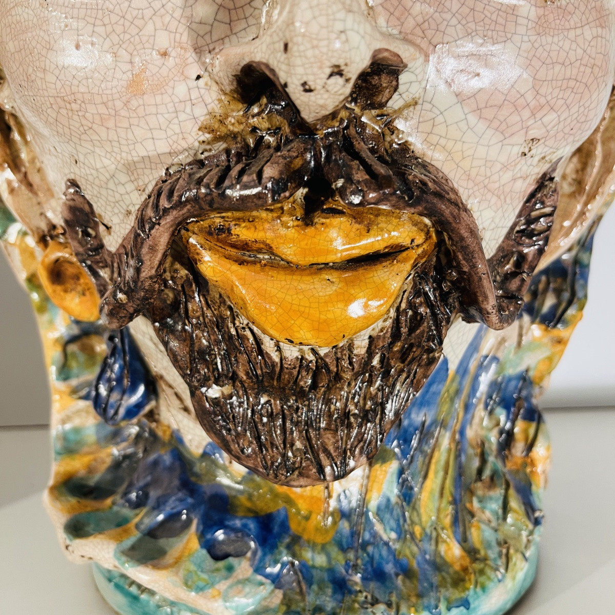 Caltagirone Sicilia "moor's Head" Ceramic (clay) Planters Vases, Italy Mid 20th Century -photo-3