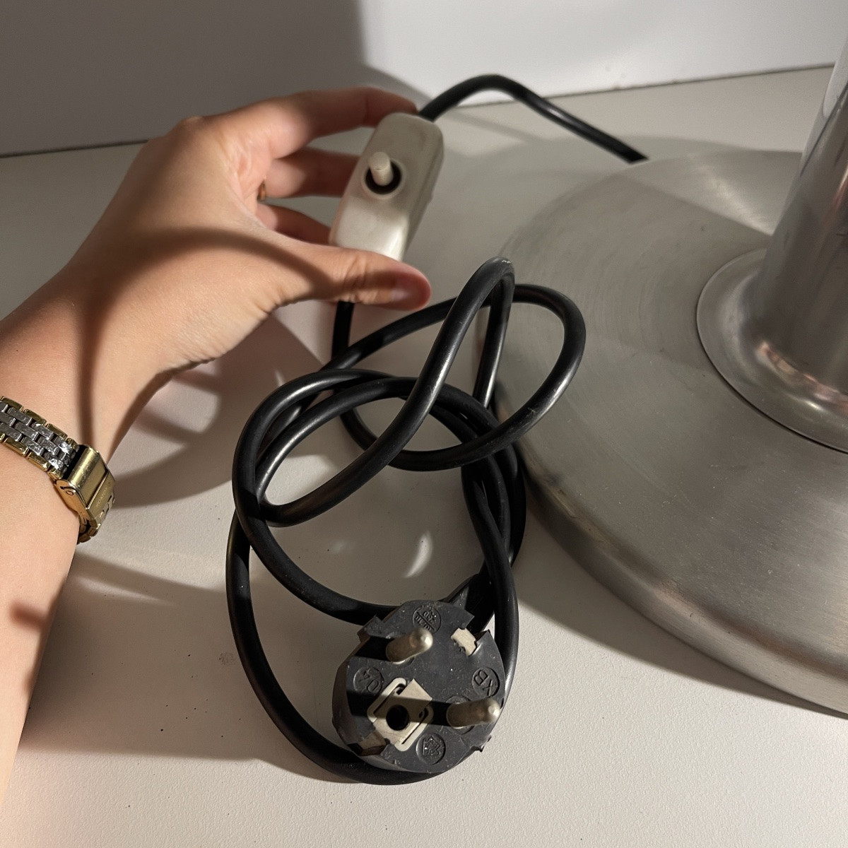 Walter Donner (attr) Pour Doria, Lampe 'donut' Aluminium Brossé, Design Space Age, Ca 1960-photo-3