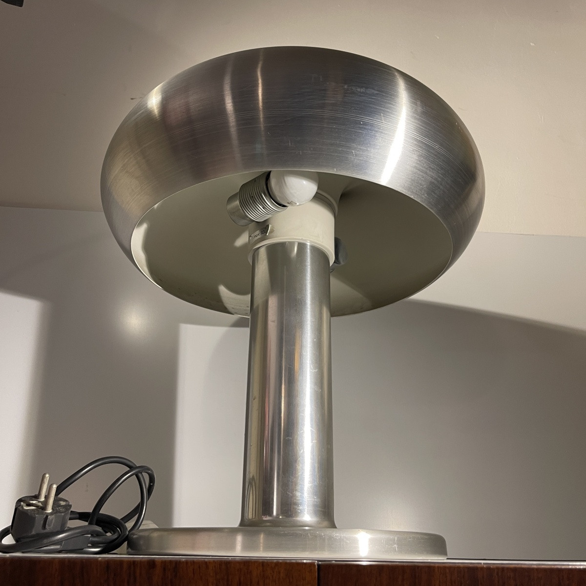 Walter Donner (attr) Pour Doria, Lampe 'donut' Aluminium Brossé, Design Space Age, Ca 1960-photo-4