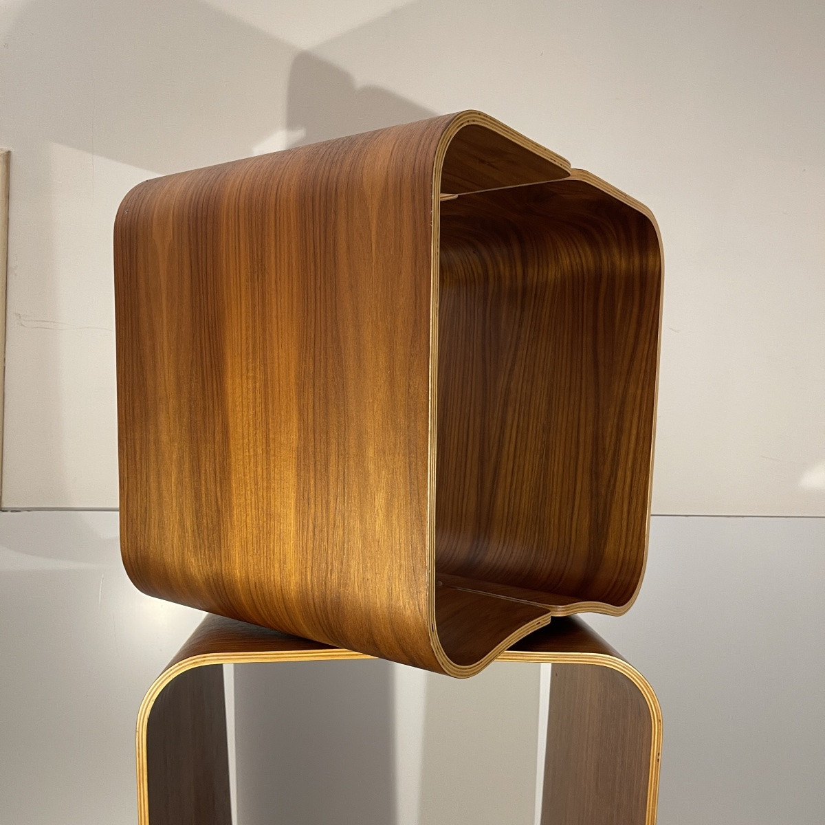 Paire De Tabourets / Tables d'Appoint, Palissandre Alu, Bois Mutlipex Courbé, Design Scandinave-photo-3