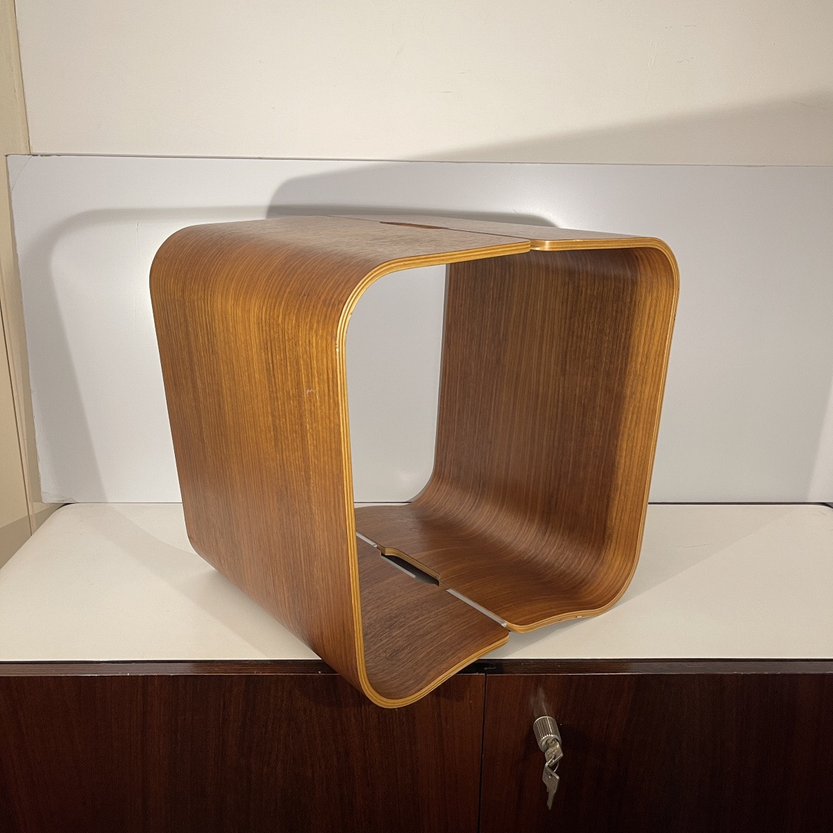 Paire De Tabourets / Tables d'Appoint, Palissandre Alu, Bois Mutlipex Courbé, Design Scandinave-photo-8