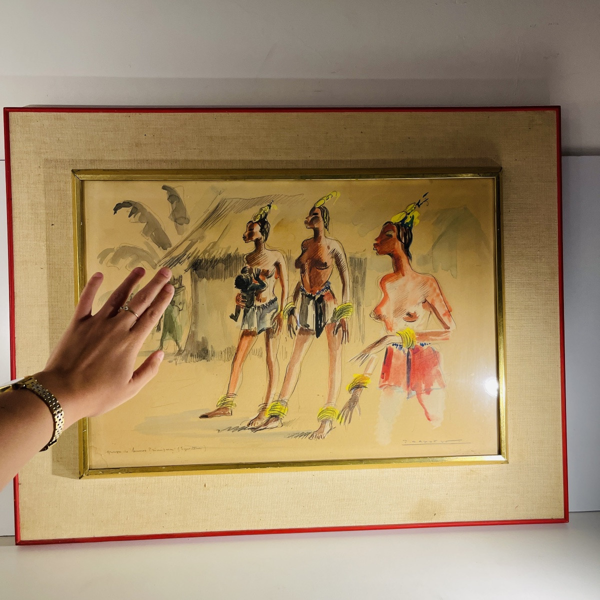 Paul Daxhelet "african Dancers, First-time Mothers, Ecuador" Africanist Painting, Circa 1950-photo-2