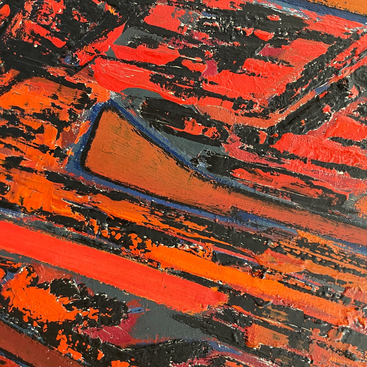 Serge Detriaux "city Map" Abstract Painting Oil On Panel, Ca 1988-photo-2