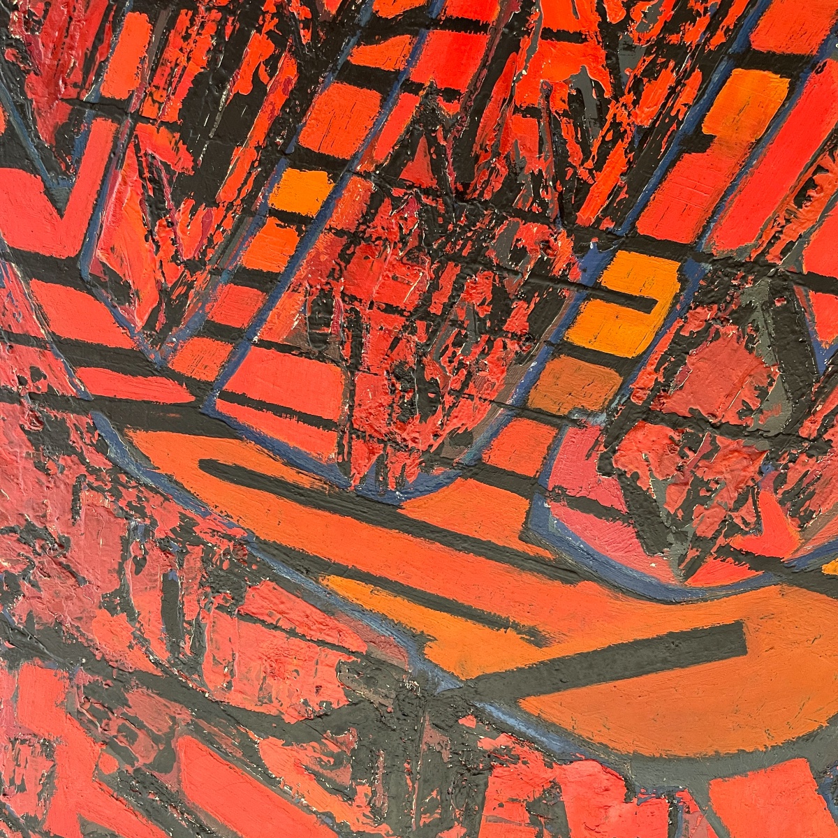 Serge Detriaux "city Map" Abstract Painting Oil On Panel, Ca 1988-photo-3