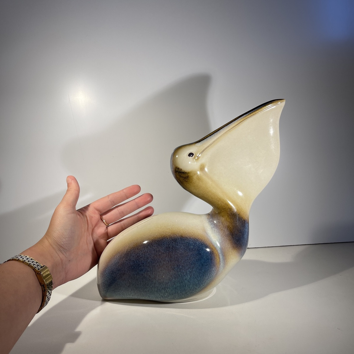 Ljubisa Mišić For Goebel "pelican" Bird Sculpture, Polychrome Ceramic, Germany 1984-photo-2