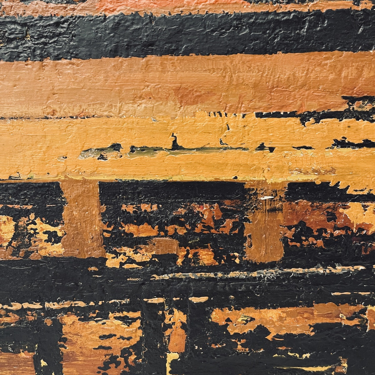 Serge Detriaux, Orange And Black Abstract Painting, Oil On Panel, 1998-photo-3