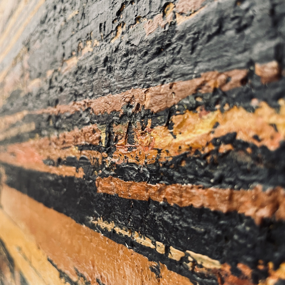 Serge Detriaux, Orange And Black Abstract Painting, Oil On Panel, 1998-photo-4