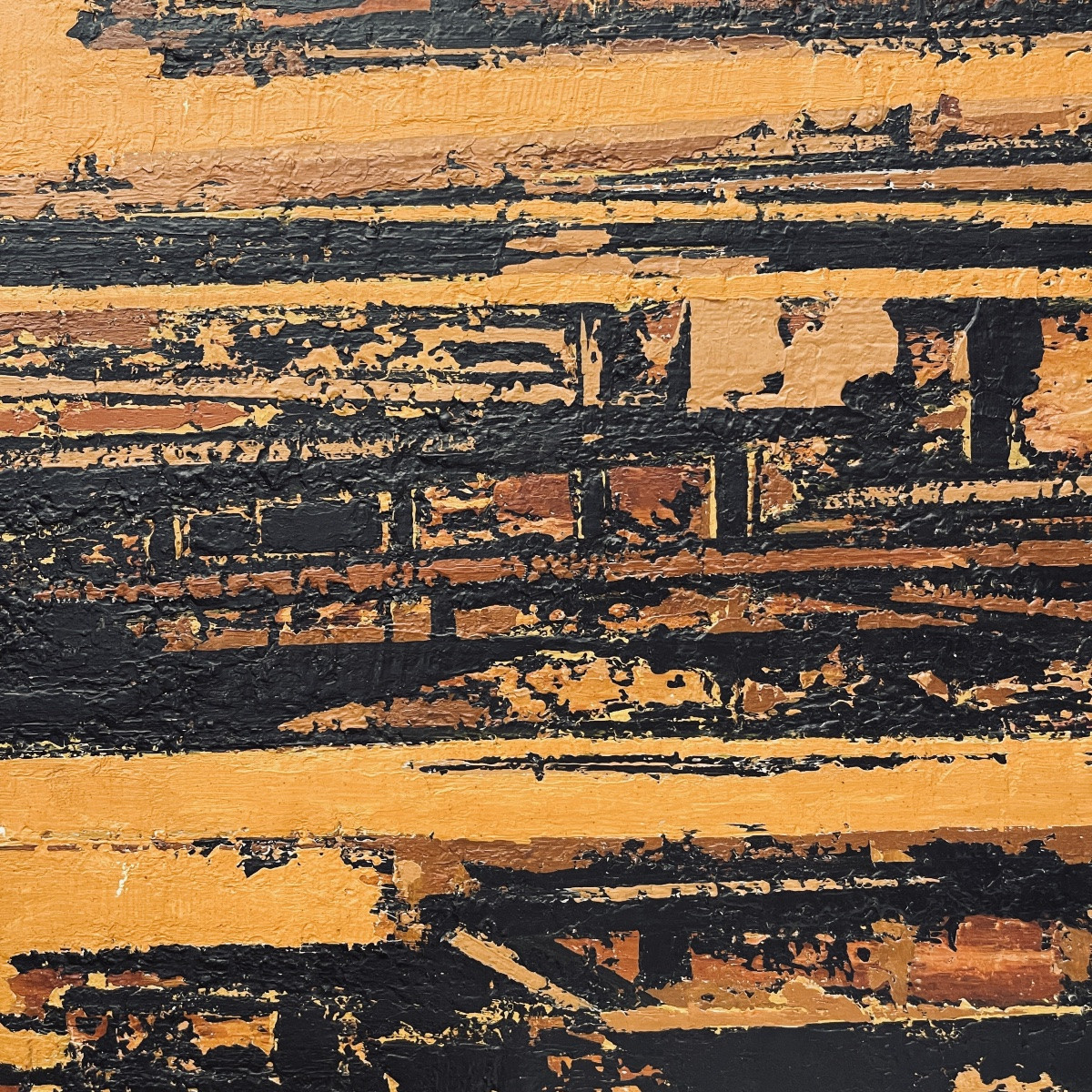 Serge Detriaux, Orange And Black Abstract Painting, Oil On Panel, 1998-photo-1