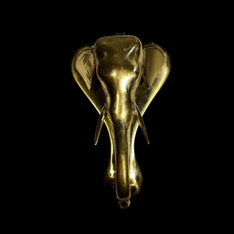 Heurtoir de porte / presse papier mural, sculpture d'un éléphant en bronze, XIXe s