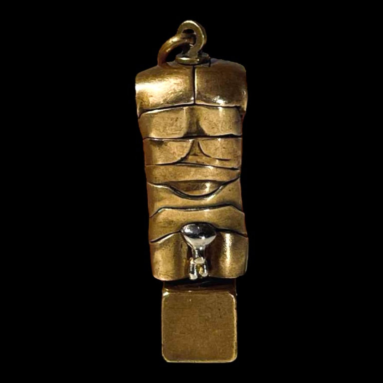 Miguel Berrocal "Micro David" bijou pendentif / sculpture démontable, bronze / argent, ca 1970