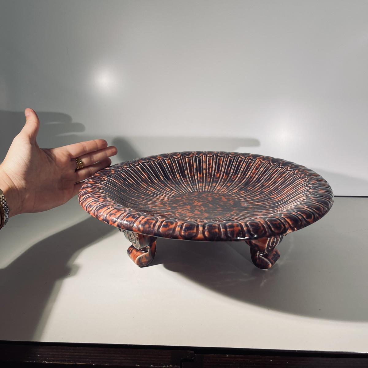 Jean Luce pour Villeroy & Boch Luxembourg Septfontaines, coupe / plat Art Déco tripode en céram-photo-2