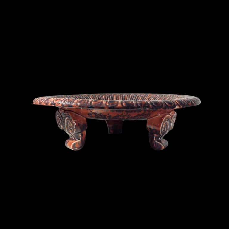 Jean Luce pour Villeroy & Boch Luxembourg Septfontaines, coupe / plat Art Déco tripode en céram