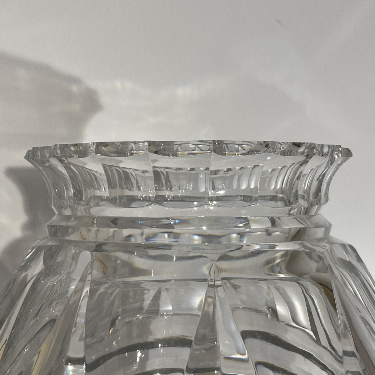 Joseph Simon For Val Saint Lambert, Art Deco Vase In Colorless Cut Crystal, Ca 1925-photo-3