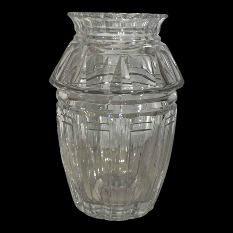 Joseph Simon For Val Saint Lambert, Art Deco Vase In Colorless Cut Crystal, Ca 1925