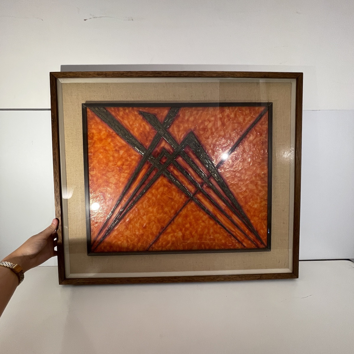 Antonio Secci, Brutalist Abstract Painting, Mixed Media On Panel, Italy Milano 1969-photo-2