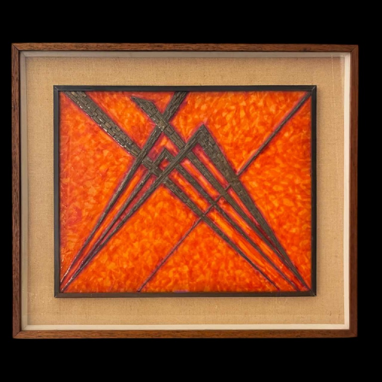 Antonio Secci, Brutalist Abstract Painting, Mixed Media On Panel, Italy Milano 1969