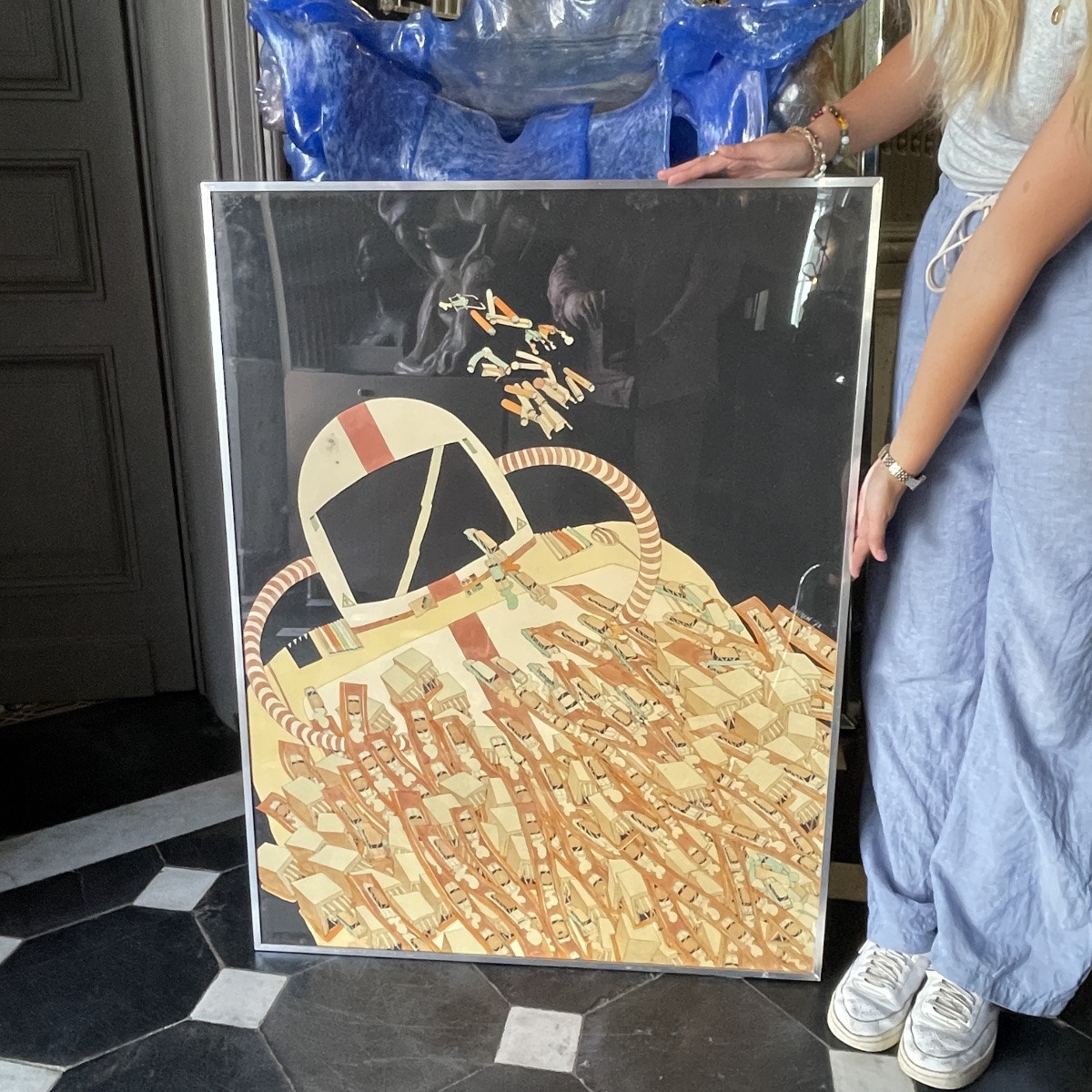 Fernand Flausch, tableau Pop Art, technique mixte sur papier, 1973-photo-2