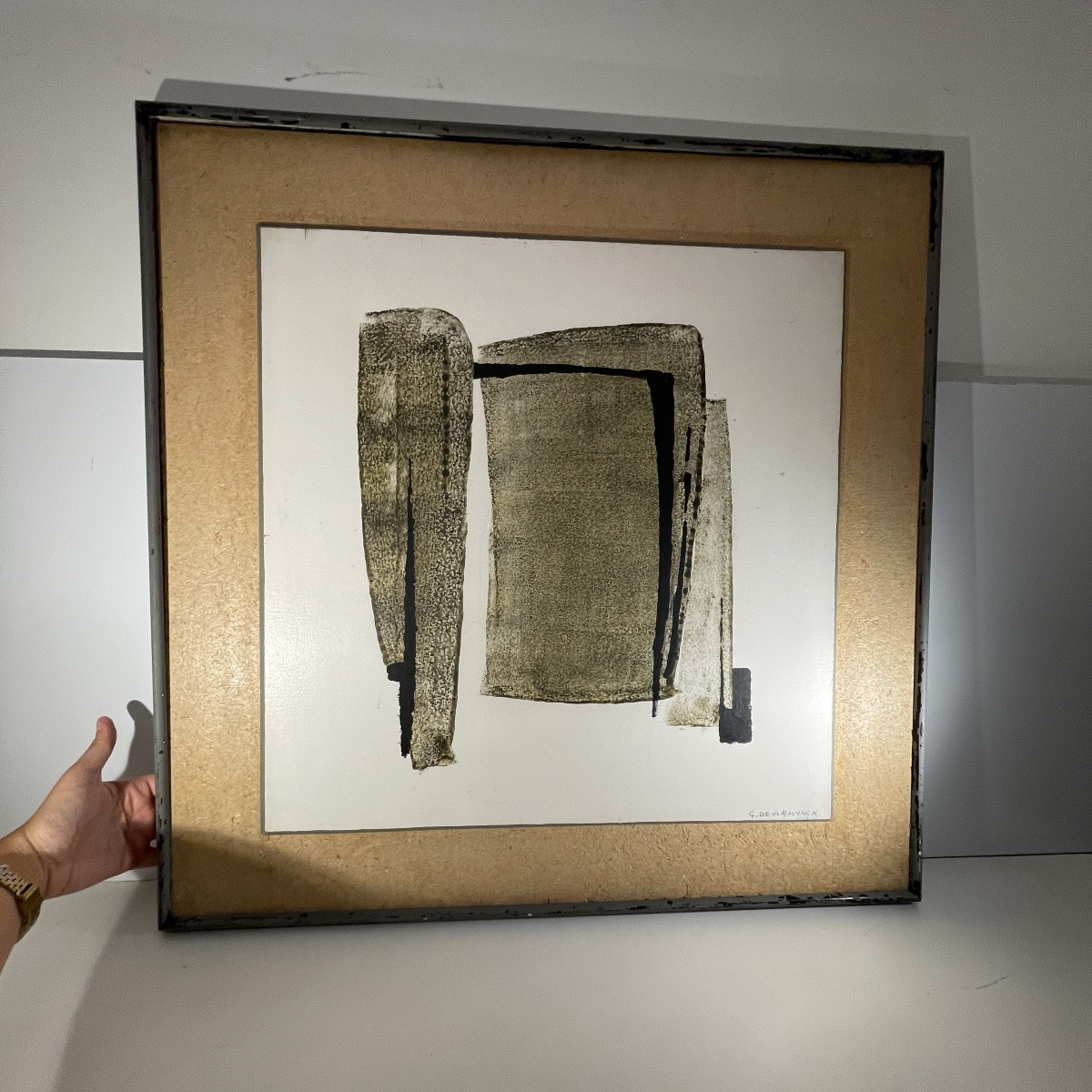Georges (géo) De Vlamynck, Abstract Painting, Oil On Panel, Ca 1960-photo-2