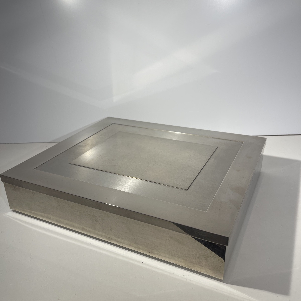 Giacomo Sinopoli For Liwan's, Modernist Storage / Jewelry Box, Steel & Blue Glass, 1970-photo-3