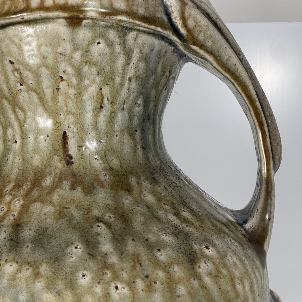 Helman (attributed To) Outdoor Vase / Sculpture, Art Nouveau Glazed Stoneware, Ca 1900-photo-3