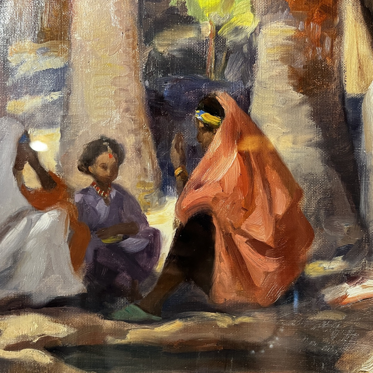 Charles Ernest Smets "oasis Of Tinghir Morocco" Orientalist Impressionist Painting, 1940-photo-2
