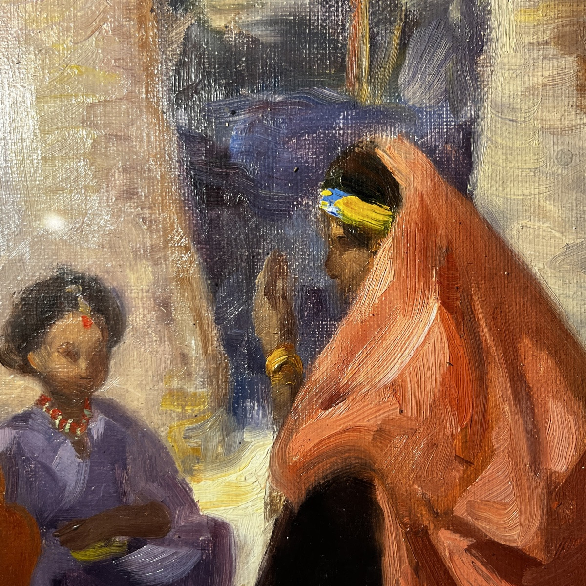 Charles Ernest Smets "oasis Of Tinghir Morocco" Orientalist Impressionist Painting, 1940-photo-3