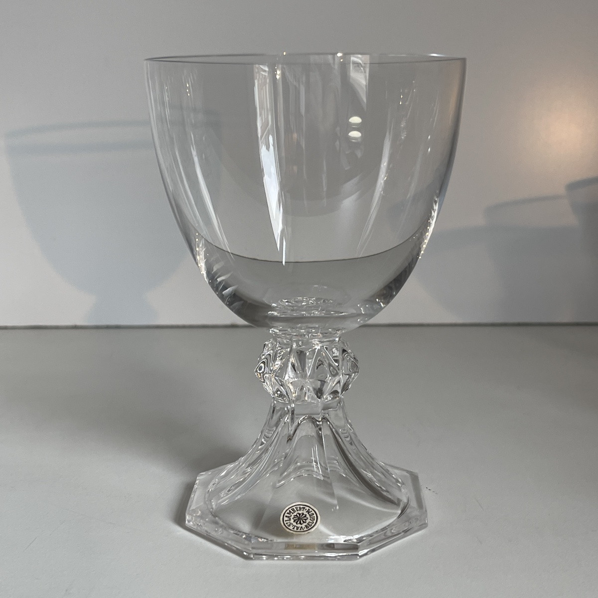 Val Saint Lambert "yale" Crystal Service: 12 Champagne Glasses - 9 Red Wine Glasses - 6 White Wine Glasses-photo-3