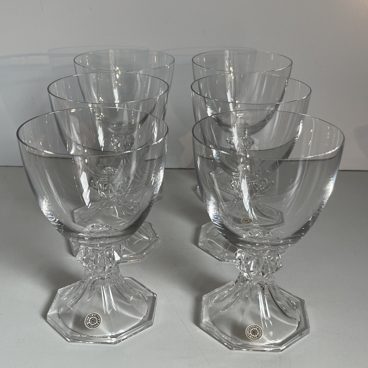 Val Saint Lambert "yale" Crystal Service: 12 Champagne Glasses - 9 Red Wine Glasses - 6 White Wine Glasses-photo-2