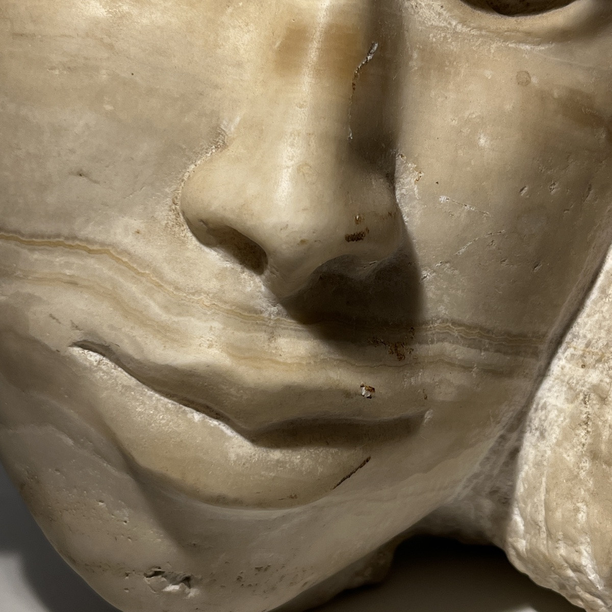 Georg Glaser "Visage de femme" sculpture buste / masque en marbre, ca 1980-photo-3