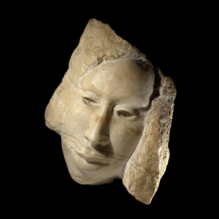Georg Glaser "Visage de femme" sculpture buste / masque en marbre, ca 1980