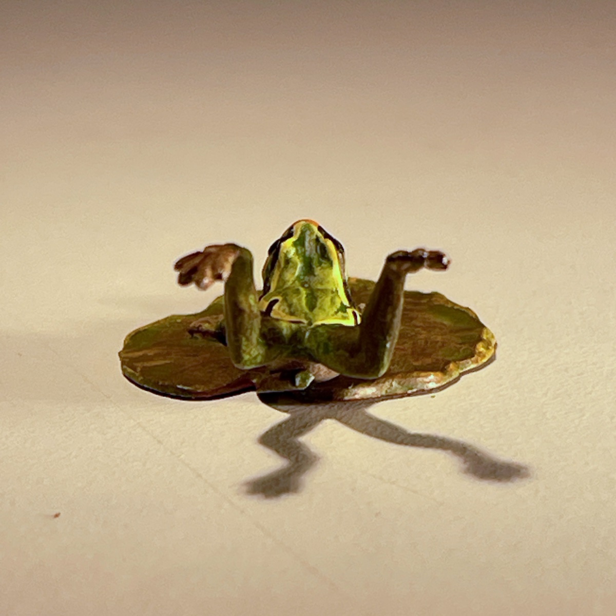 Franz Bergmann "Grenouille plongeante au nénuphar" sculpture bronze de Vienne polychrome, 1900-photo-4