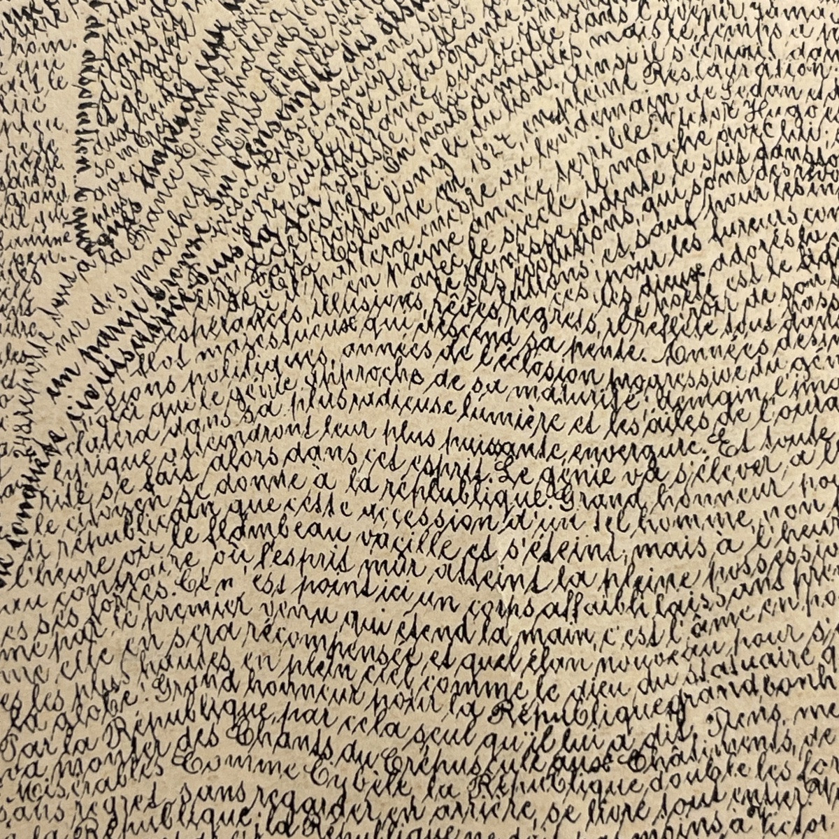 ANONYME "Victor Hugo" portrait en calligramme d'après M. Gaillard, lithographie sur papier-photo-2