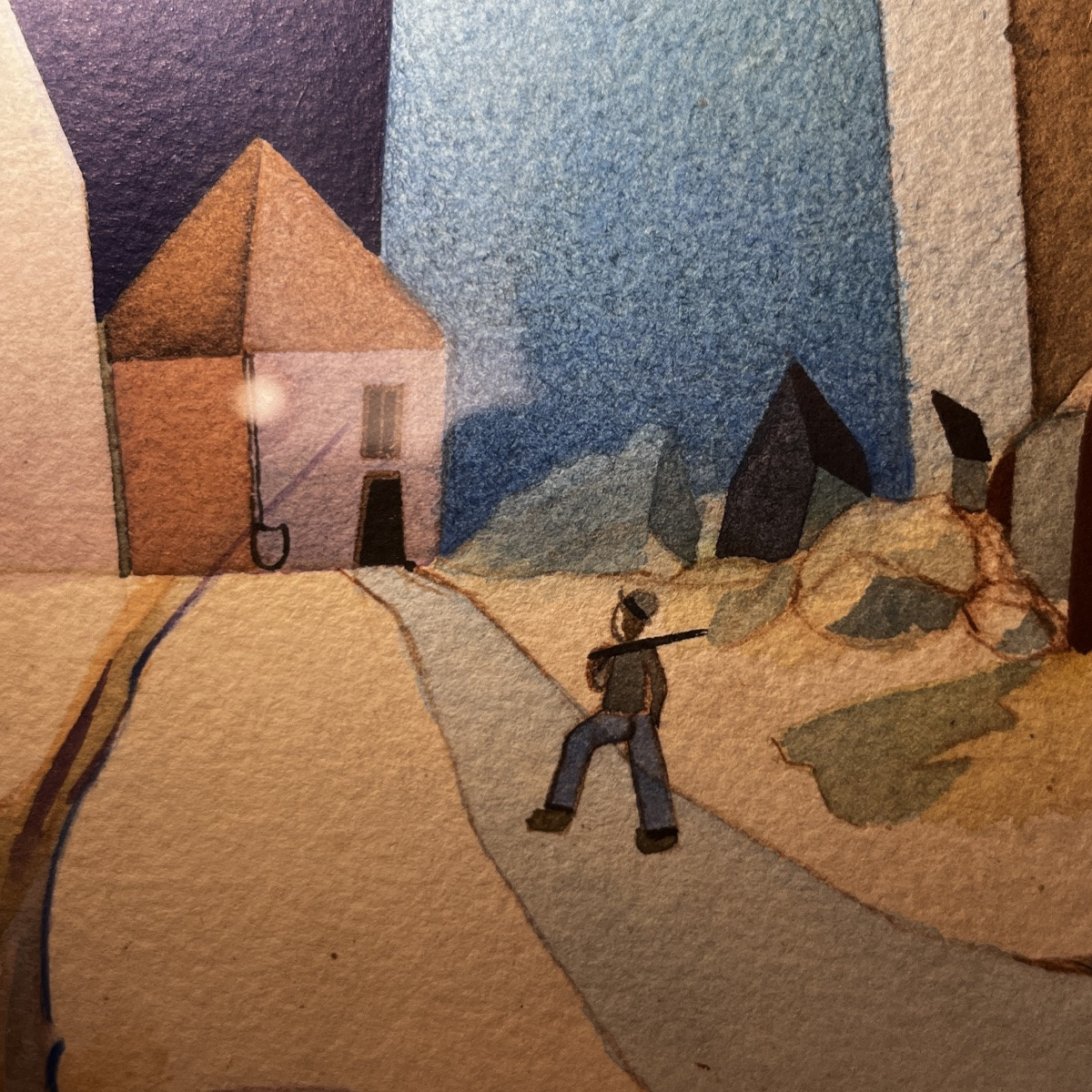 Tableau cubo-surréaliste, technique mixte sur papier, signé et daté David 1974-photo-3