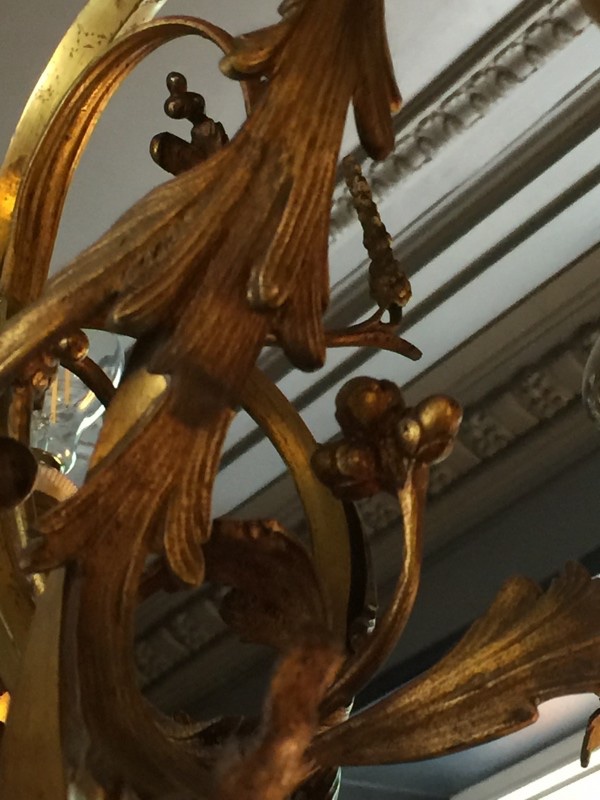 Lustre Napoléon III en bronze, style Louis XV torsade rocaille baroque, 1890.-photo-7