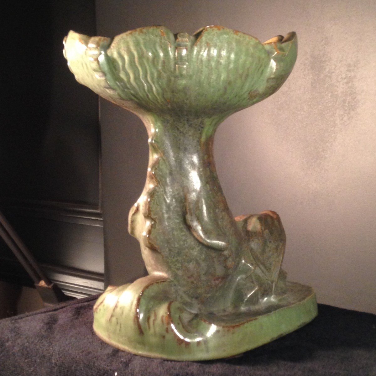 Roger Guérin, coupe à fruits au poisson Art Déco, grès de Bouffioulx 1925-photo-2