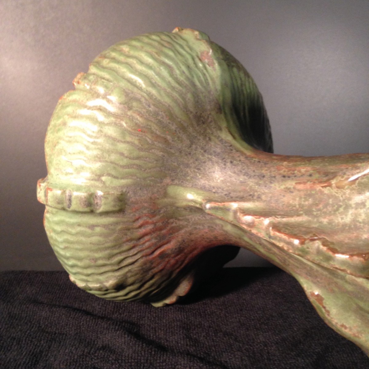 Roger Guérin, coupe à fruits au poisson Art Déco, grès de Bouffioulx 1925-photo-5