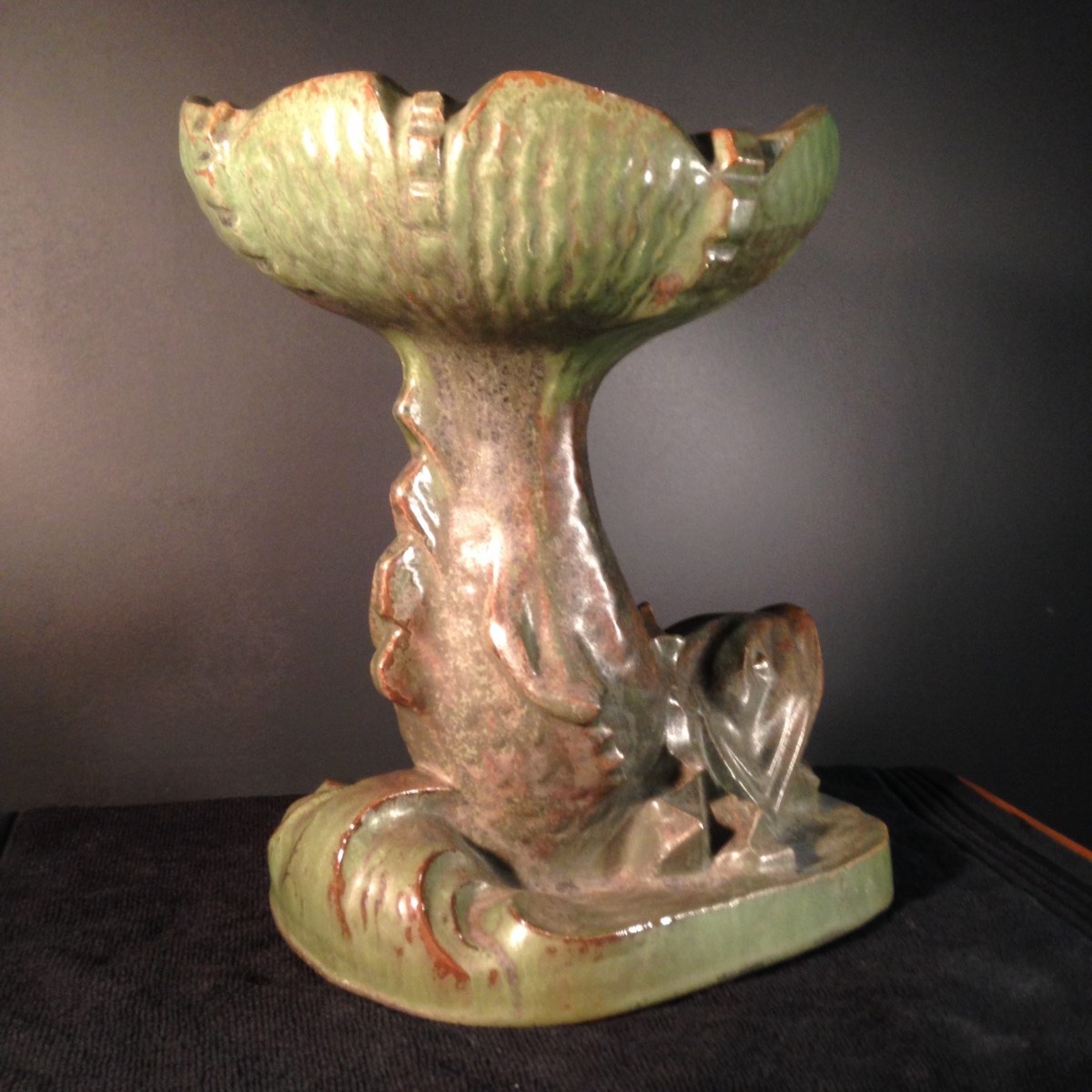 Roger Guérin, coupe à fruits au poisson Art Déco, grès de Bouffioulx 1925-photo-6