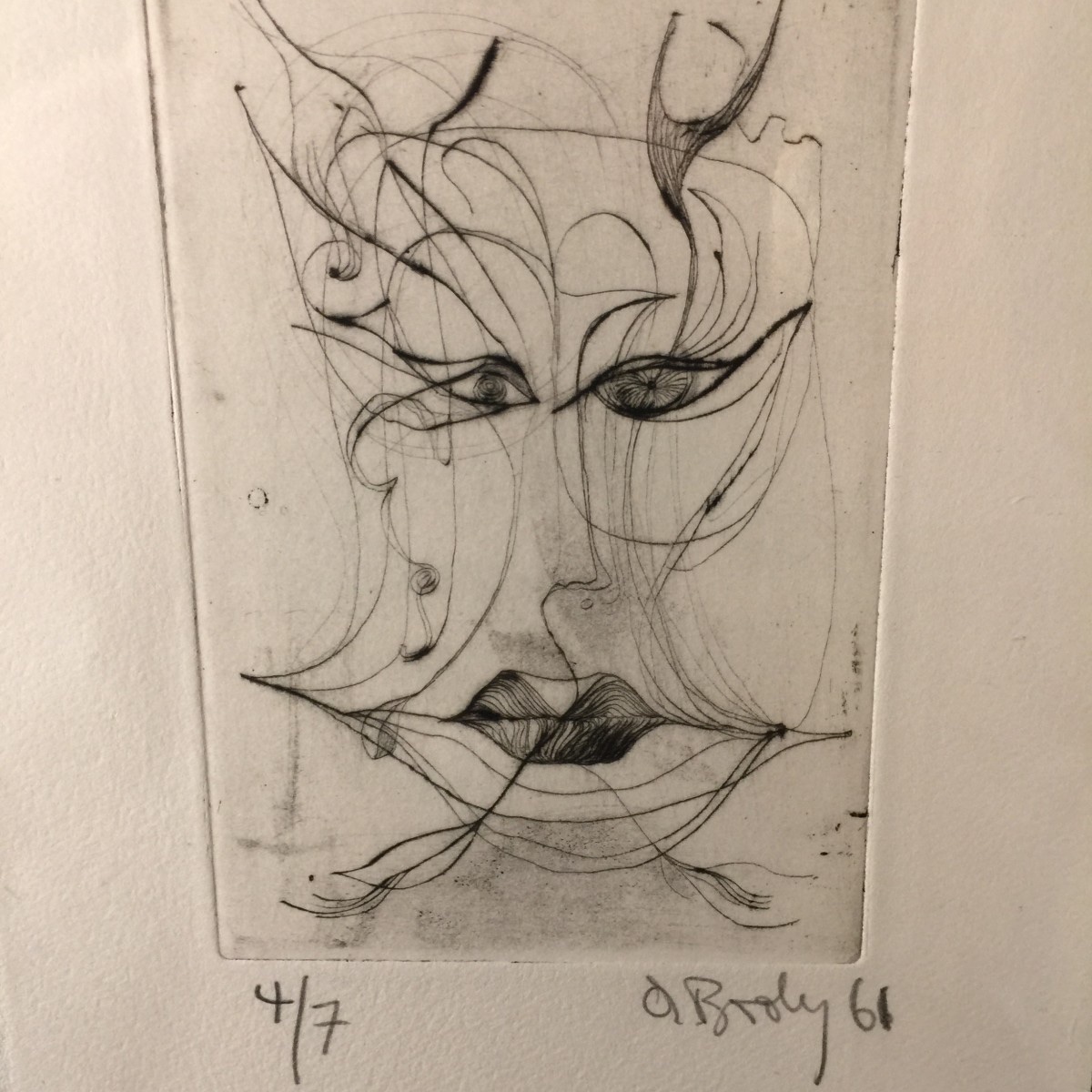 Anne Body " Jézabel " gravure abstrait surréaliste numérotée 4/7, signée et datée 1961-photo-4