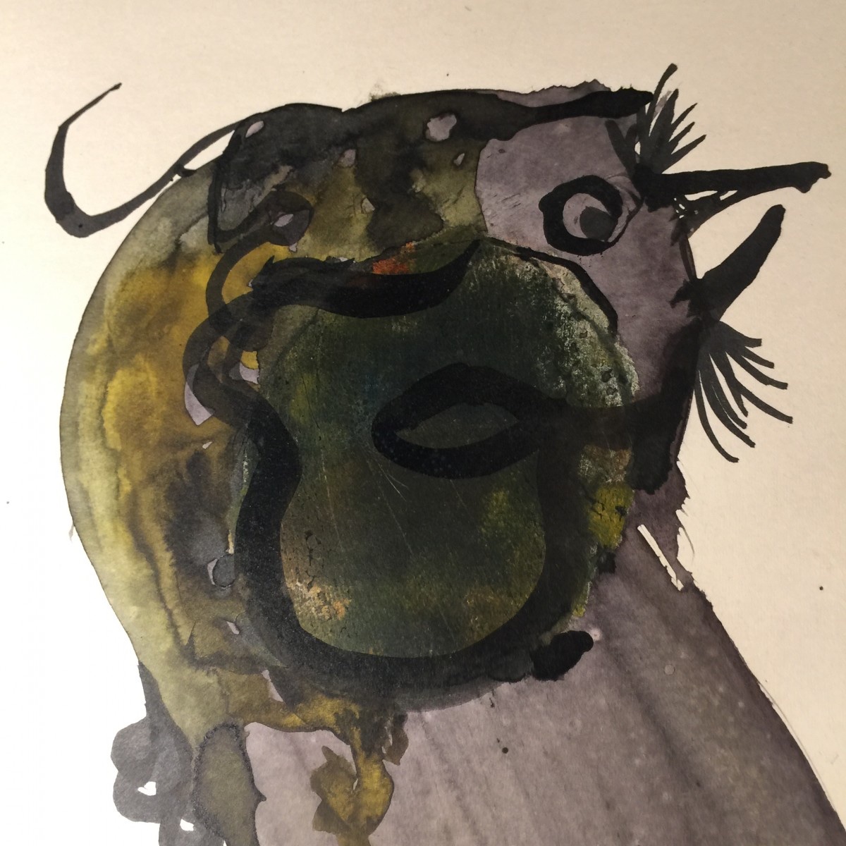 Anne Body "the Great Fight", Mixed Media Painting On Paper, Abstract Surrealist,-photo-2
