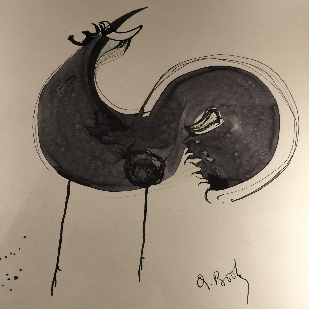 Anne Body "the Great Fight", Mixed Media Painting On Paper, Abstract Surrealist,-photo-5