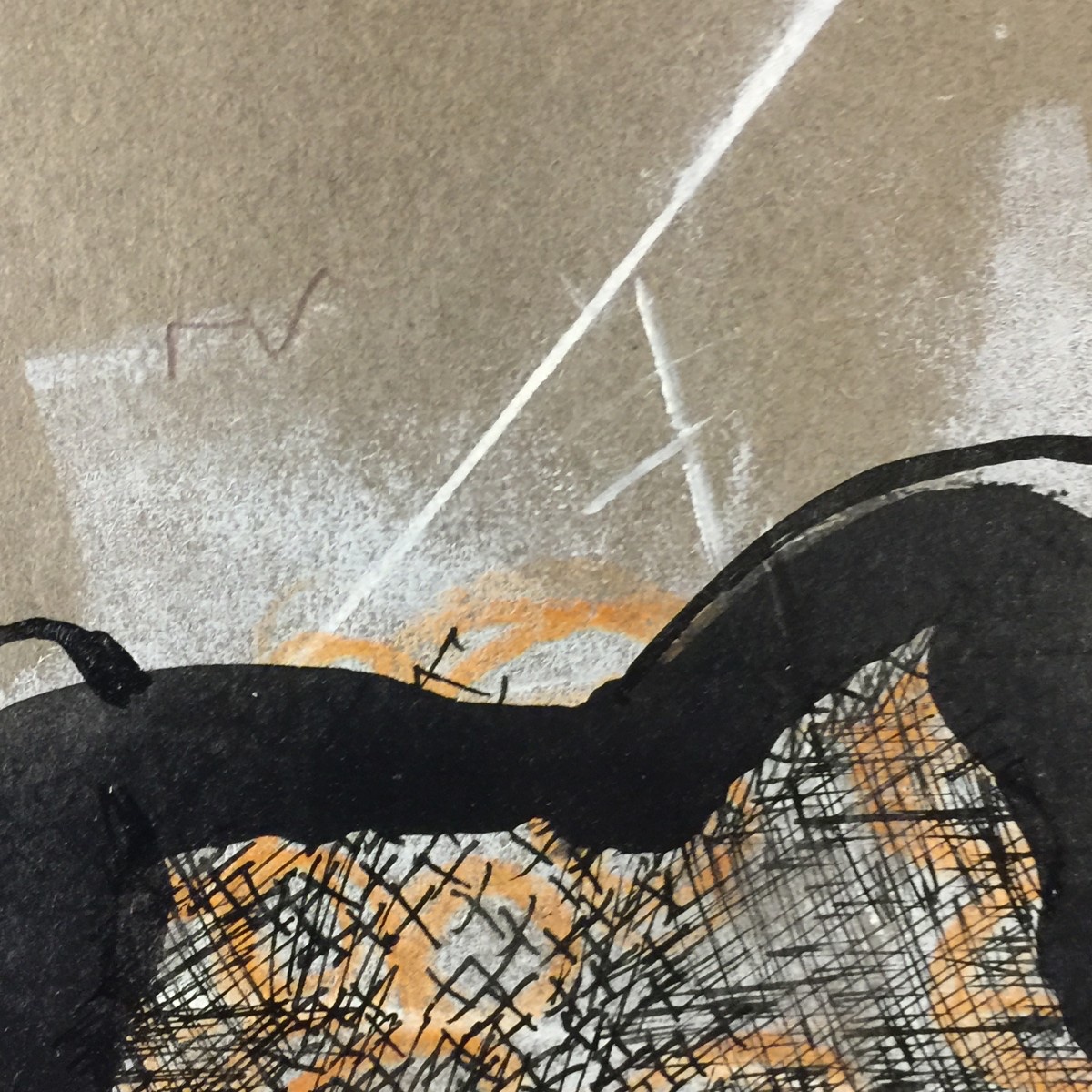 Anne Body " Parce queue "huile sur papier, technique mixte sur papier, 1970-photo-4