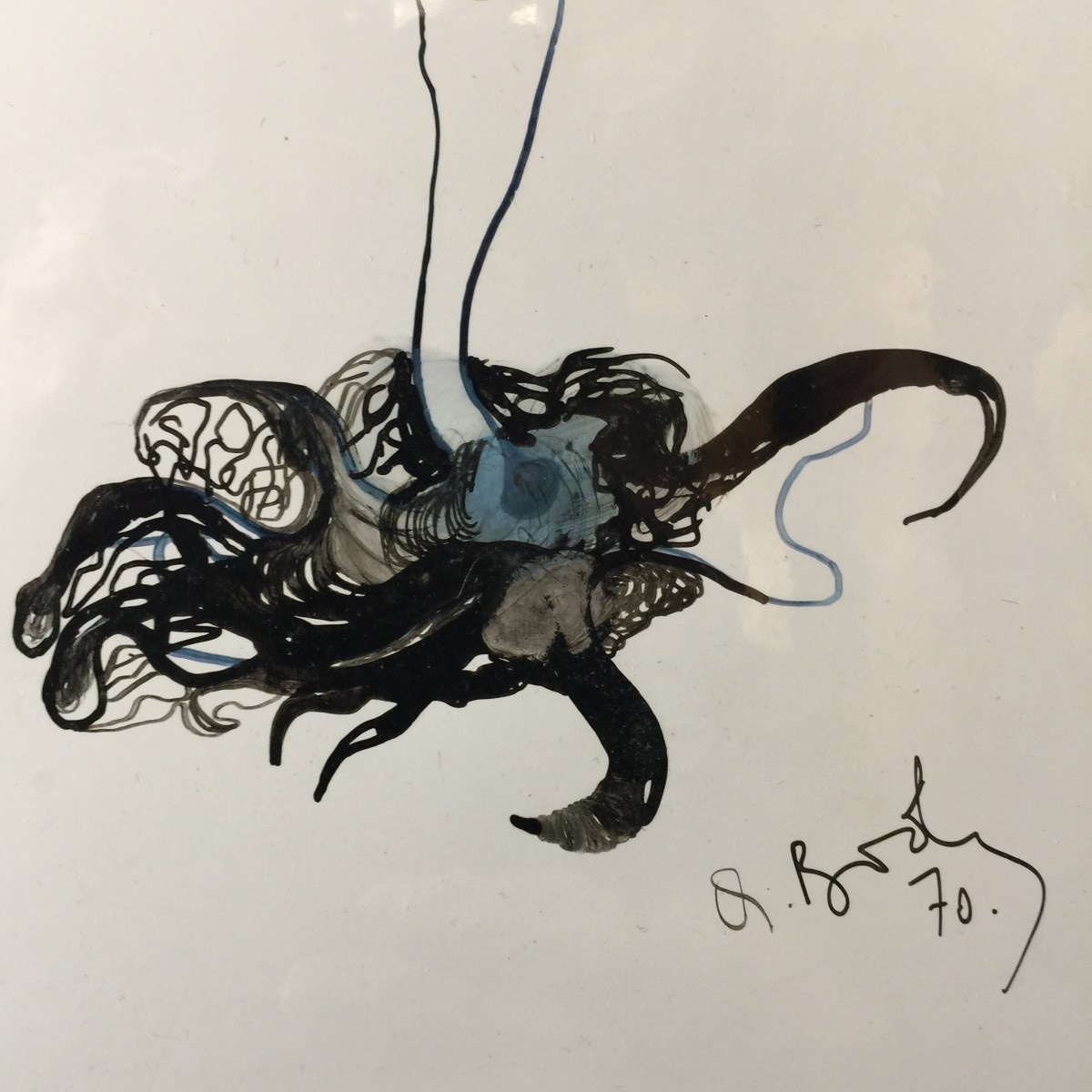 Anne Body " Pour Madame ce sera une méduse... " Peinture en technique mixte sur papier, 1970-photo-3