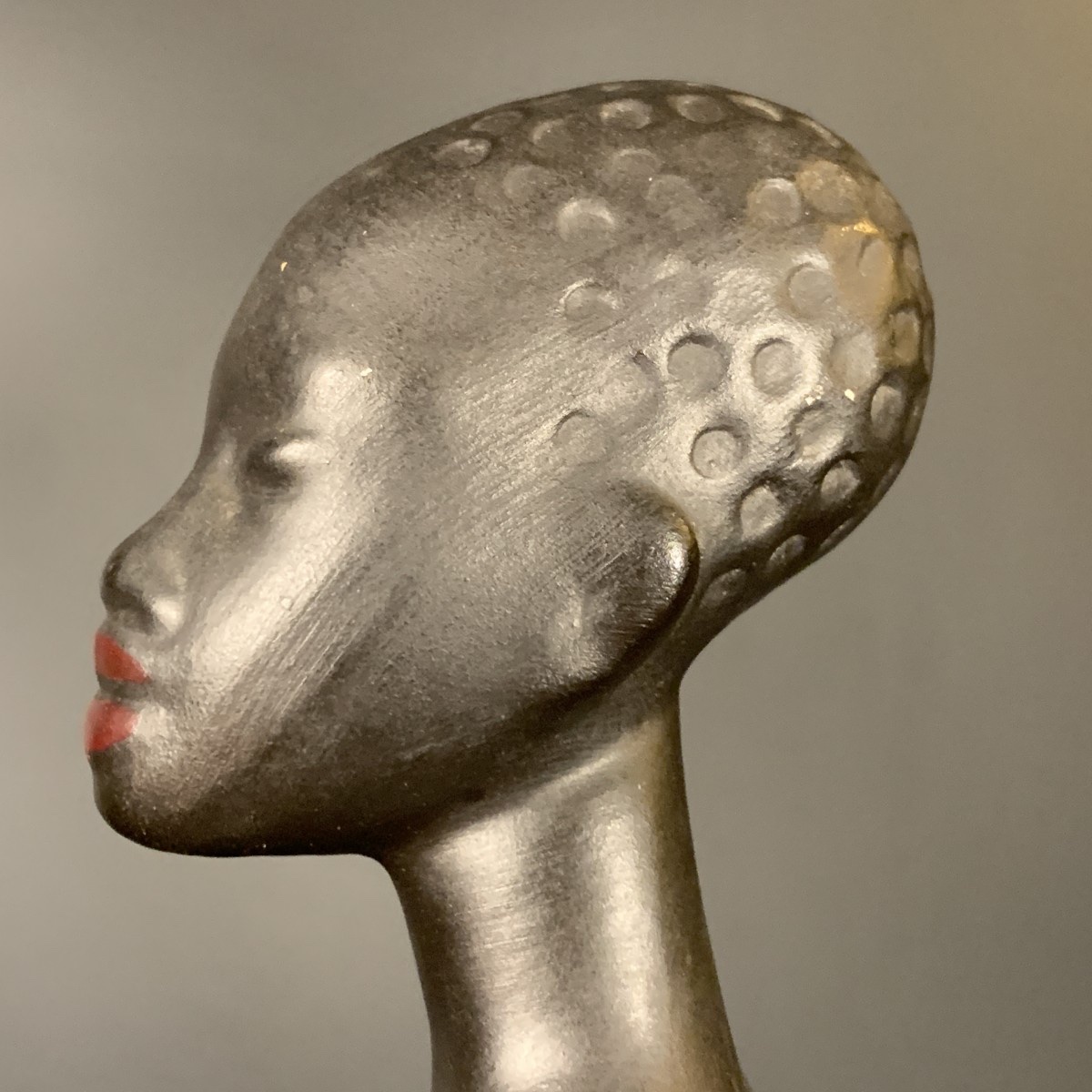 Anzengruber Keramik, Ceramic Sculpture Of A Naked African Watusi Woman With A Tamtam And Loincloth, 1950-photo-4