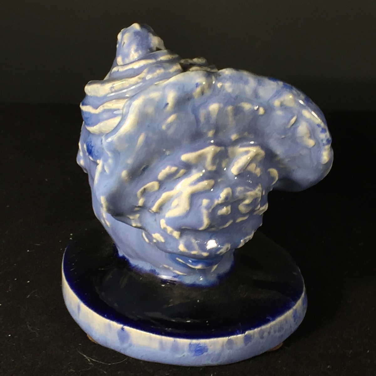 Domien Ingels pour CERAMAES, Sculpture animalière Art Déco céramique, Dindon Dinde Bleu, 1930-photo-3