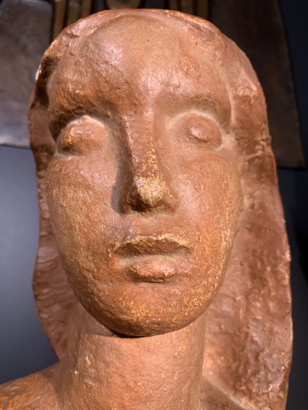 HARRY ELSTROM, Sculpture Expressionniste Art Déco " Buste Femme nue " piece unique 1940-photo-3