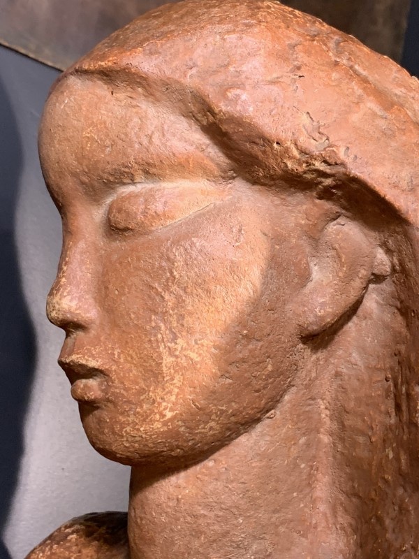 HARRY ELSTROM, Sculpture Expressionniste Art Déco " Buste Femme nue " piece unique 1940-photo-4