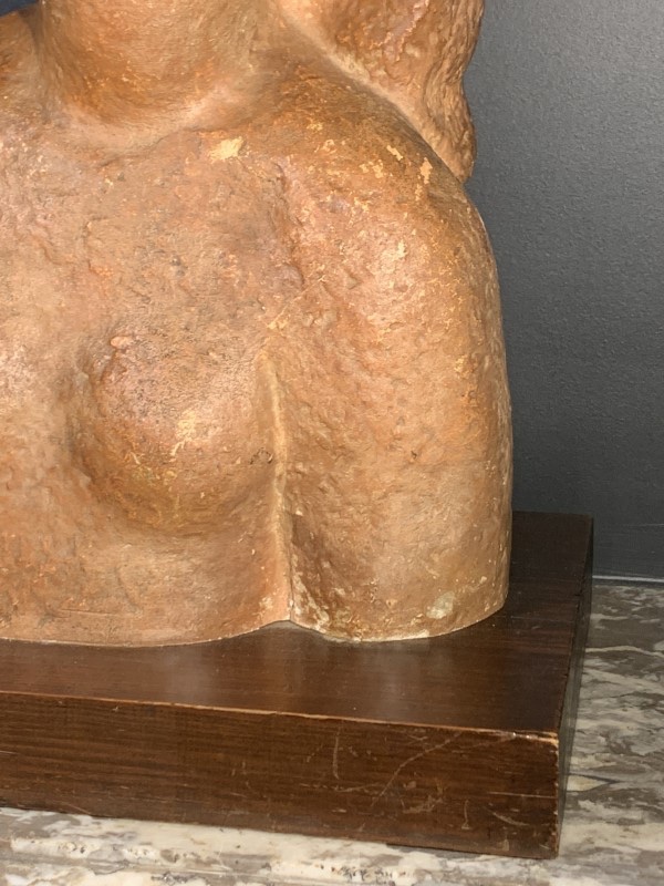 HARRY ELSTROM, Sculpture Expressionniste Art Déco " Buste Femme nue " piece unique 1940-photo-6