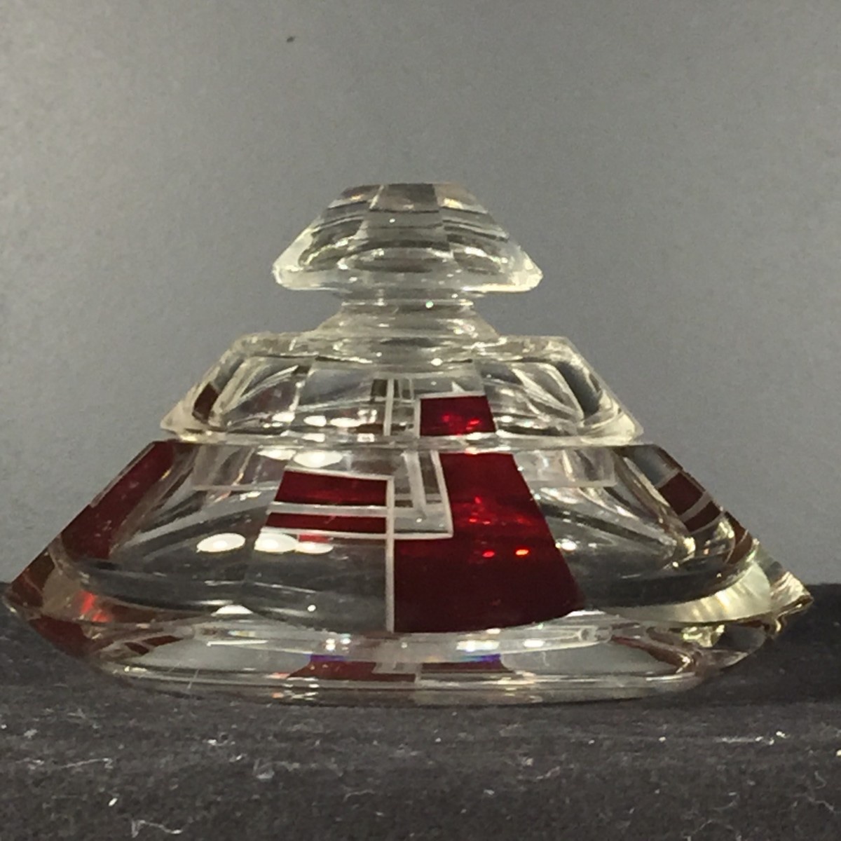 Karl Palda, Art Deco Modernist Red Box In Bohemian Glass, Circa 1930-photo-4