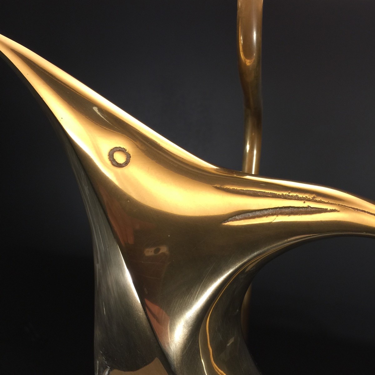 Hollywood Regency Modernist Stylized Fish Table Lamp/sculpture, Bronze And Brass, 1960-photo-2