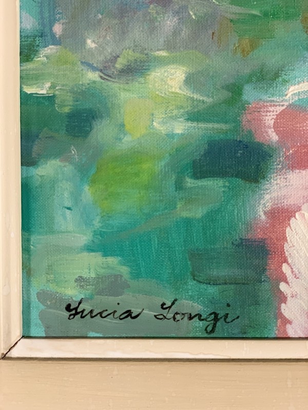 LUCIA LONGI, Portrait de jeune femme, tableau huile sur toile, circa 1950-photo-2